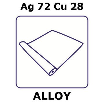 SILVER-COPPER ALLOY, AG72CU28, FOIL, 0.&