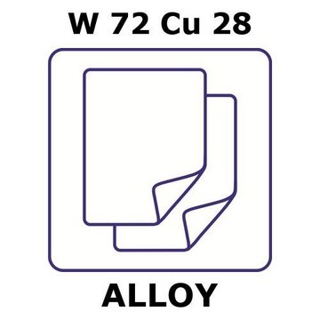 TUNGSTEN-COPPER ALLOY, W72CU28, SHEET, &
