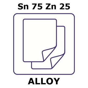 TIN/ZINC, FOIL,SN 75%/ZN 25%, THICKNESS&