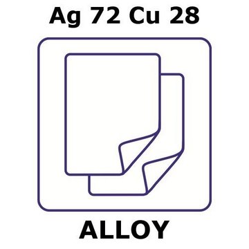 SILVER-COPPER ALLOY, AG72CU28, FOIL, 10&