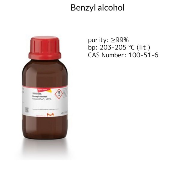 BENZYL ALCOHOL, REAGENTPLUS, >=99%