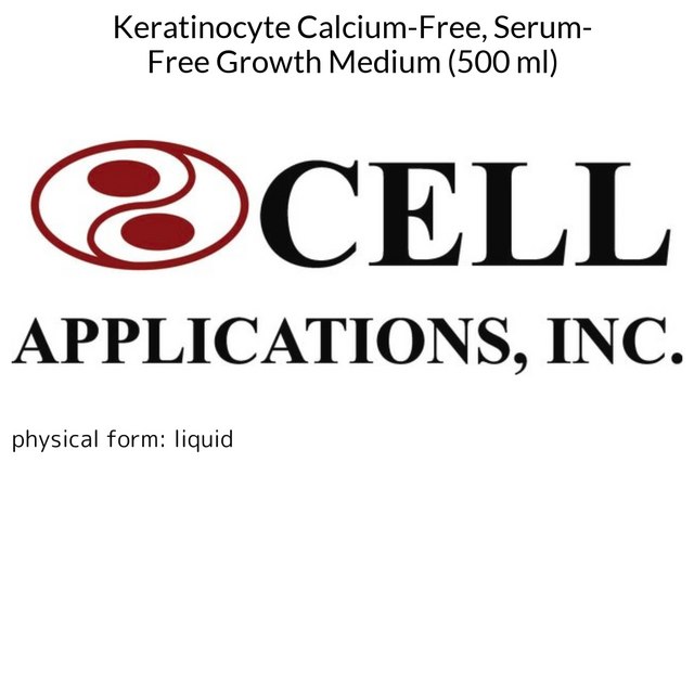Keratinocyte Calcium-Free, Serum-Free Growth Medium